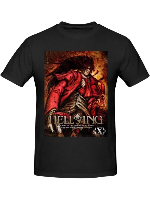 Hellsing Shirt Anime Short Sleeve T Shirts for Men Classic Crew Neck Casual