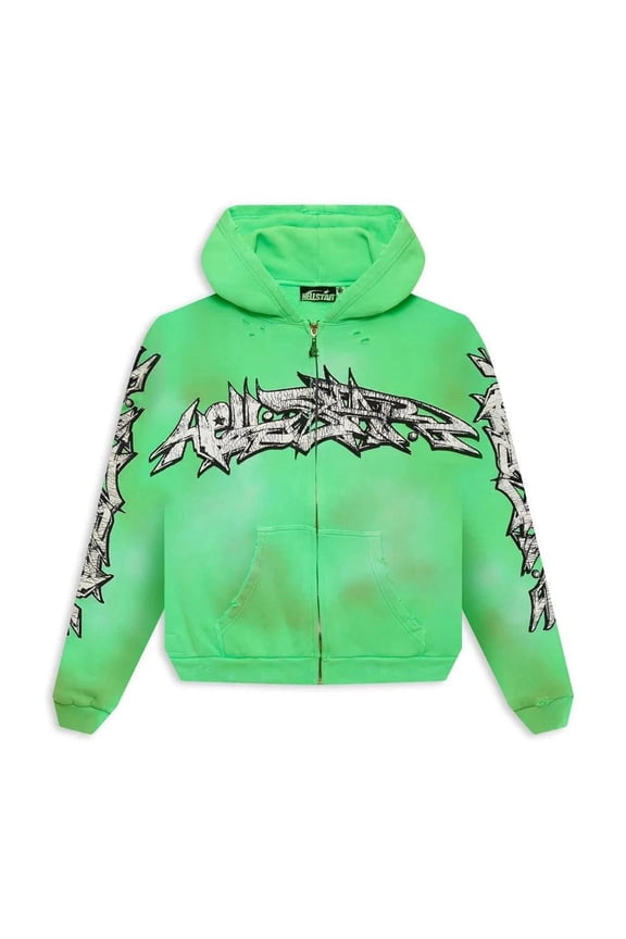 Graffiti Zip-Up Hoodie Green