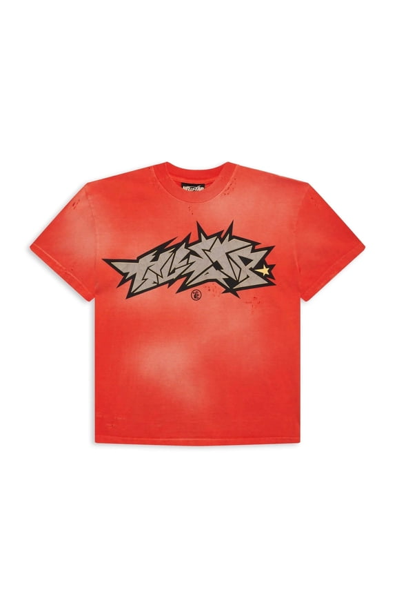 Sports Red Crack Print T-Shirt