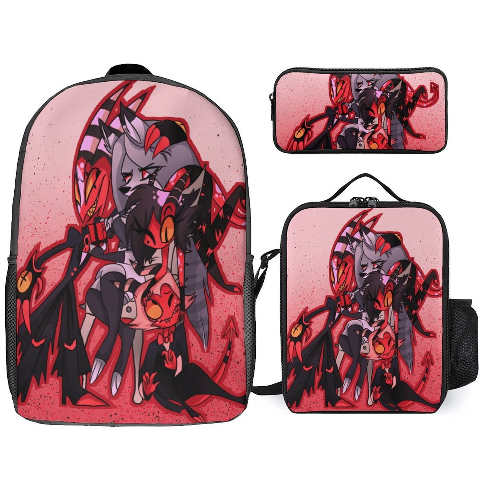 Helluva Boss 3 Piece Backpack Set with Lunch Bag Pencil Case, High ...