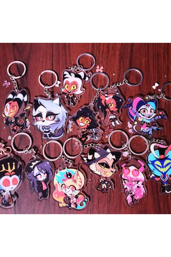 Helluva Boss Acrylic Keychains 2.5 Inches Double-Sided Double Boarded Cute Chibi Charms Unique Design for Personalizing Keys (1 keychain)