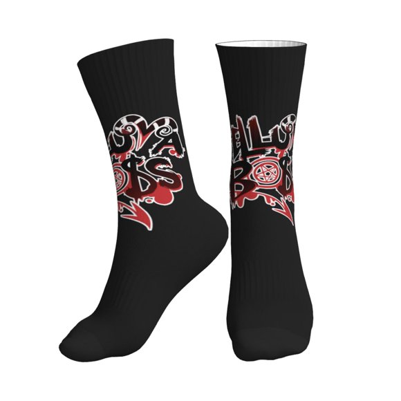 Helluva Boss Logo Mid-Tube Sports Socks Soft Cozy Breathable Crew Socks Fashion Daily Unisex Adult Socks Casual Calf Stockings