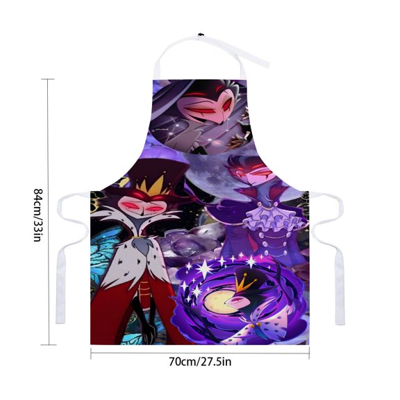 Helluva Boss apron designed with pockets and waterproof features, adjustable chef apron ideal for cooking, drawing, and craftingfor 33" x 28"70X84cm).