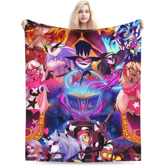 Helluva Song Dance Boss Throw Blanket Fleece Blanket Warm Sofa Blankets Queen Size Blankets for All Season Modern Blankets for Hotel Beautiful Outdoor Blankets for Workouts 30x40, Black