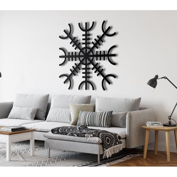 Helm of Awe Metal Wall Art for Home and Outside - Wall-Mounted Geometric Metal Wall Decor - Drop Shadow 3D Effect Wall Decoration for Living Room Bedroom