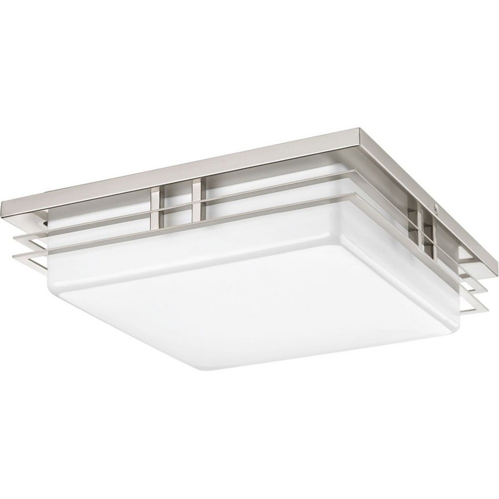 Helm Brushed Nickel 14" LED Flush Mount Light with Acrylic Diffuser
