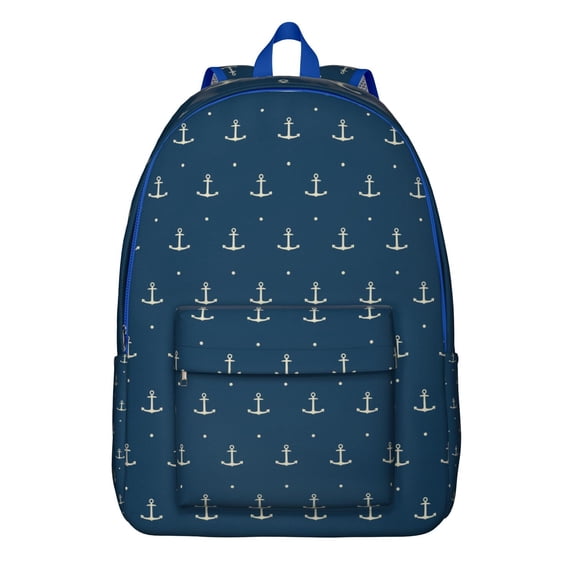 Helm Rudder Mast Sail Coast Travel Backpack – Lightweight Canvas Bookbag with Nautical Marine Pattern, Comfortable Carrying, Anti-theft Features for Students, Travelers, and Beach Trips