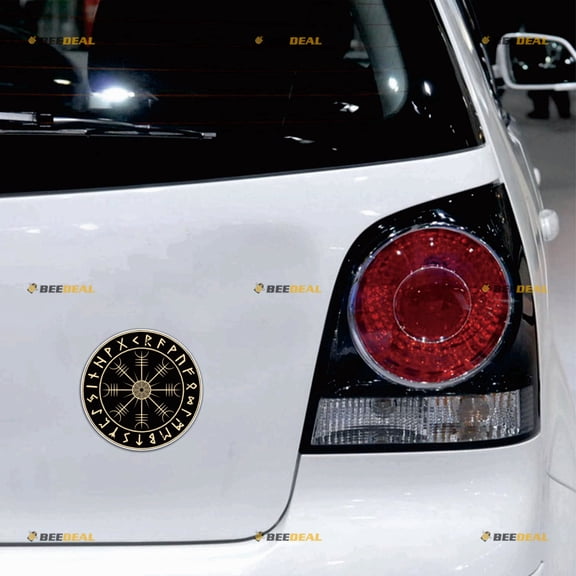 Helm of Awe Car Magnet Vegvisir Viking Runic Odin Compass Rune Magnetic Sticker Decal - 2 Pack Glossy 4" - for Truck Door Fridge Reusable Waterproof
