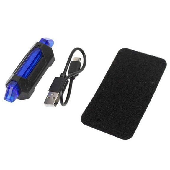 Helmet Bicycle Signal Lamp Waterproof Rear Tail Lamp LED USB Style Rechargeable Cycling Portable Detachable Lamp, B-Blue