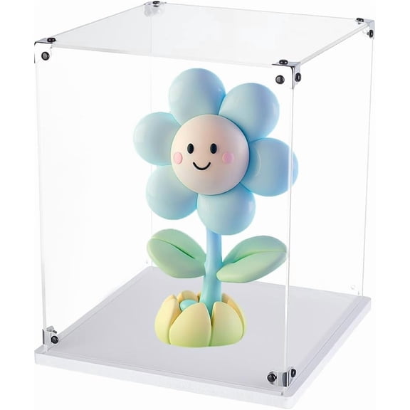 Helmet Display Case 7.9x7.9x9.8inches Rectangle Acrylic Display Case with White Base for Helmet Model Assemble Dustproof Clear Acrylic Display Box for Display Figures Toys Home Storage for making