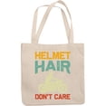 thumbnail image 1 of Helmet Hair Don't Care, Motorcycle Rider, Motorcyclist or Motorbiker, 12oz Canvas Tote Bag, 1 of 3