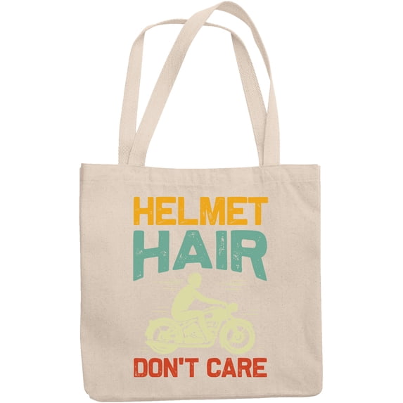 Helmet Hair Don't Care, Motorcycle Rider, Motorcyclist or Motorbiker, 12oz Canvas Tote Bag