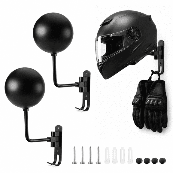 Helmet Hanger Wall Mount, 180° Swivel Helmet Holder Rack, Rotatable Wall Bracket Storage Organizer for Motorcycle, Bike, Racing Helmets, Sports Gear and Outdoor Outerwear Equipment