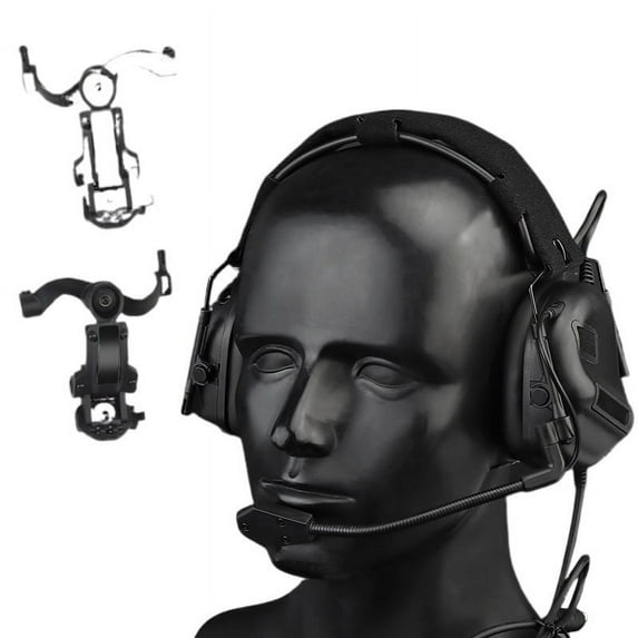 Helmet Headset Mount with Swappable Boom Mic Foldable Communication Earmuffs with Side Slot Adapter