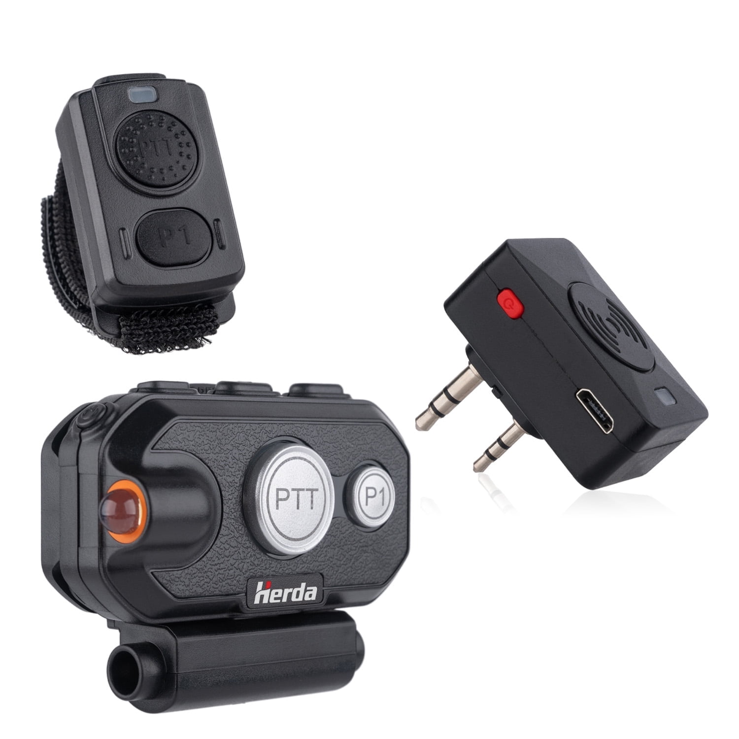 Helmet Headset with Torch and Handlebar PTT Controller - with K1 Radio Bluetooth Adapter