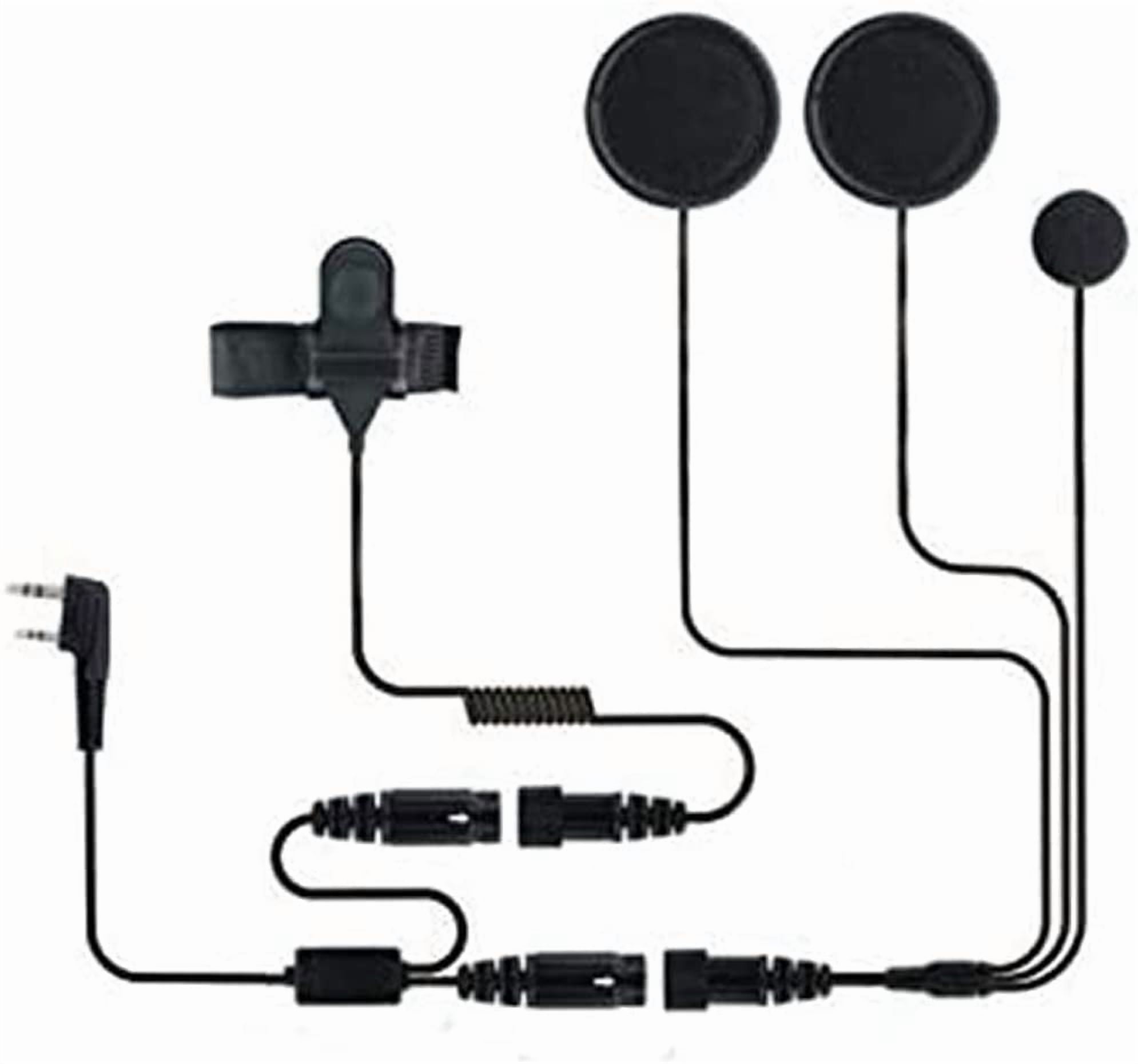 Helmet Kit 2 PIN Full Face Motorcycle Headset Earpiece Mic Ken Wood/WOU Xun/Pu Xing/Lin ton Two Way Radio Walkie Talkie, Black