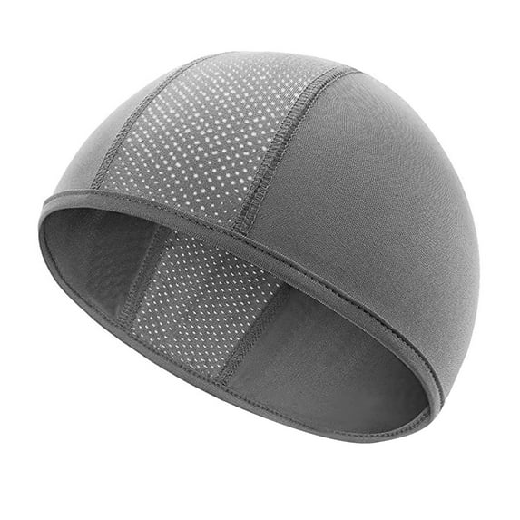 Helmet Liner Cap, Moisture Wicking Breathable Mesh Beanie for Men, Quick Dry Skull Cap for Cycling, Running, Motorcycle Under Helmet, Sports Headwear Sweat Control Grey