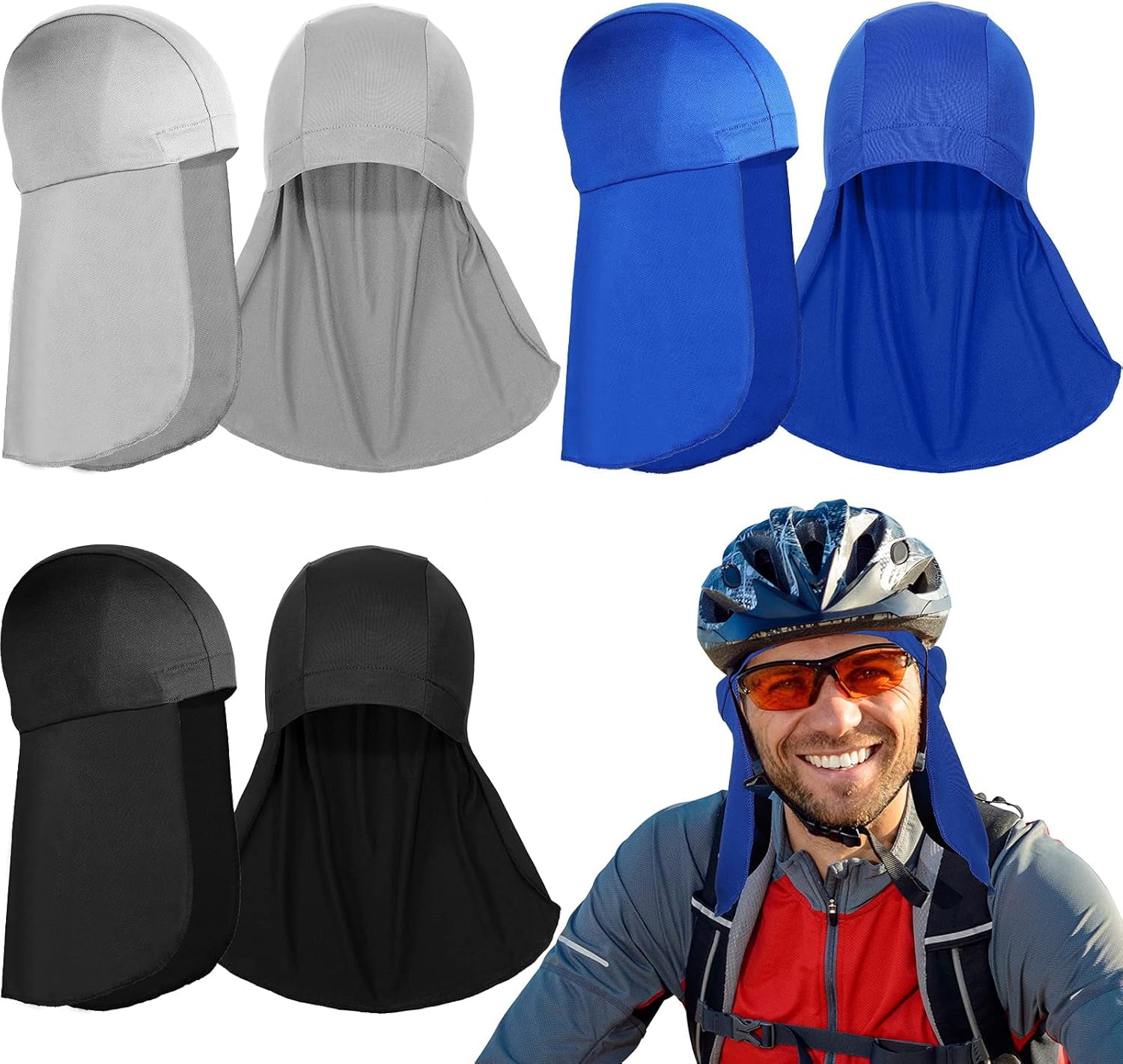 Syhood Helm-Innenfutter Mit Nackenschutz | 3 Stück | Schweißabsorbierend & UV-Schutz | Für Rad, Lauf, Outdoor