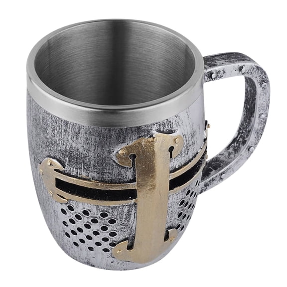 Helmet Shaped Resin Beer Mug - Unique Home Bar Decor, Modern Design, Comfortable Rim, Durable & Perfect for Gifting,Silver