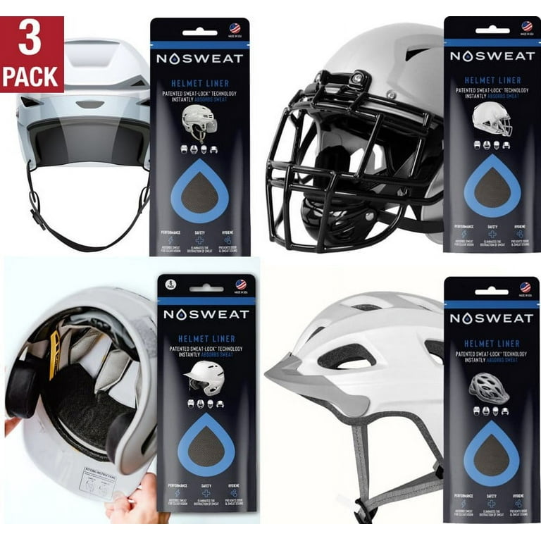 Helmet Sweatband Liner for All Helmet Types - Patented Sweat Liner  Technology by NoSweat - 3 Pack 
