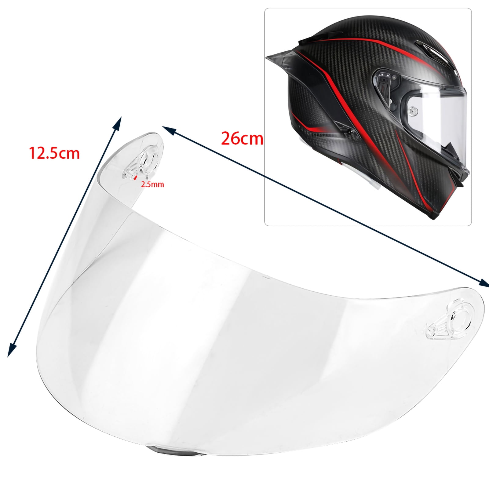 Helmet Visor, Helmet Full Face 4.9in High Strong PC Flexible For Motorcycles