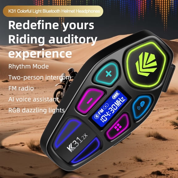 Helmet headset supports dual-device interconnection and intercom, long battery life, sweatproof and waterproof, compatible with most helmets, an essential gear for outdoor cycling. (Single unit)