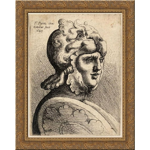 Helmet shaped like lion 20x24 Gold Ornate Wood Framed Canvas Art by Parmigianino, Girolamo