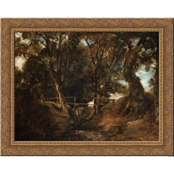 Helmingham Dell 24x20 Gold Ornate Wood Framed Canvas Art by John Constable