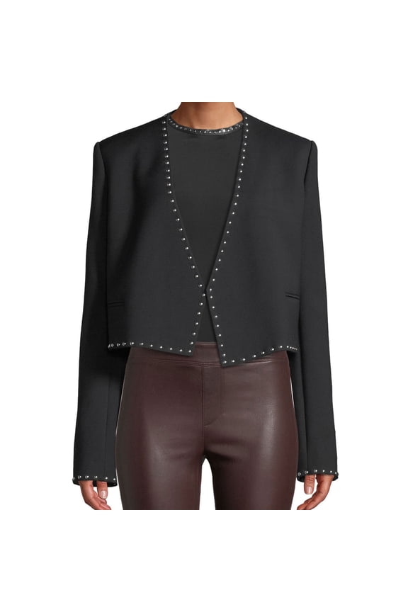 Womens Studded Blazer Jacket, Black, 6