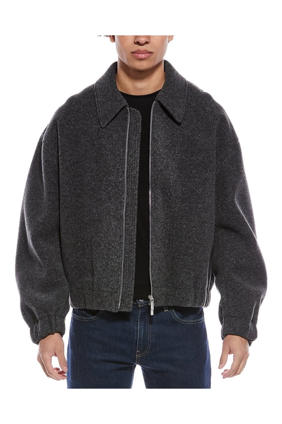 mens  Boiled Wool-Blend Bomber Jacket, m, Grey
