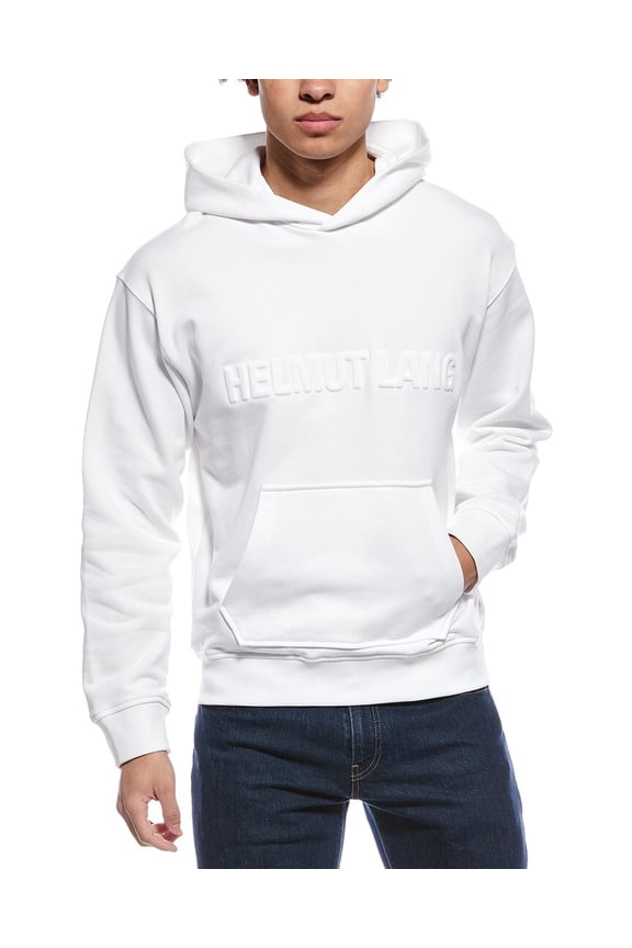 mens  Embossed Studio Hoodie, m, White