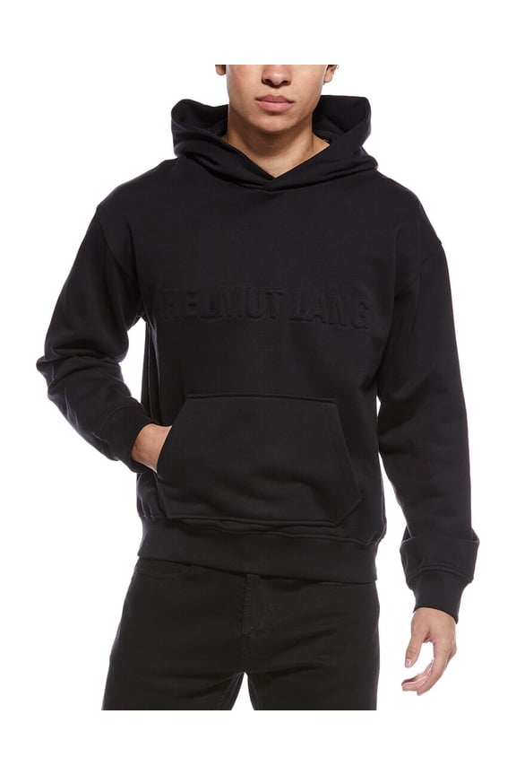 mens  Embossed Studio Hoodie, s, Black