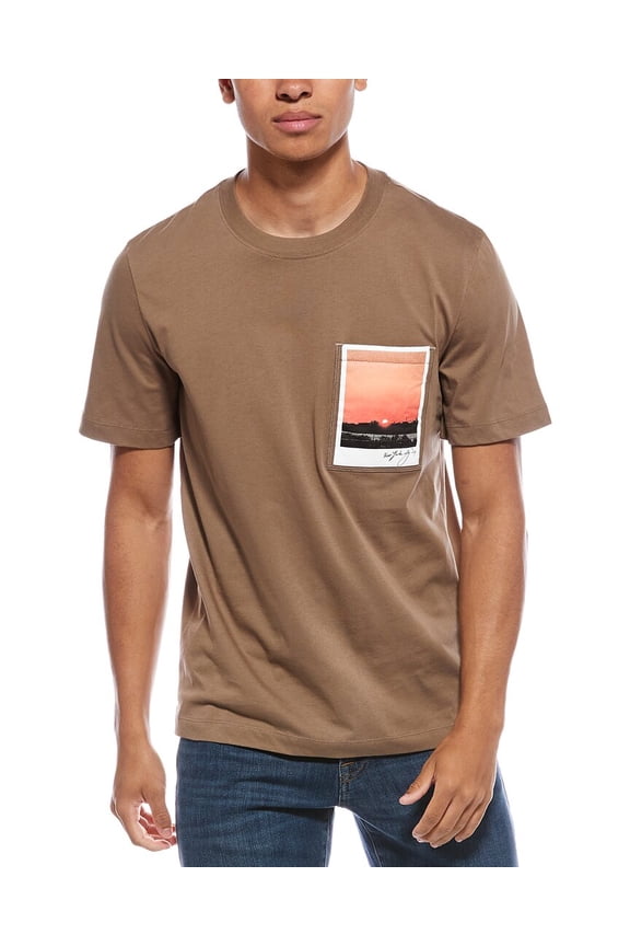 mens Postcard T-Shirt, l, Brown
