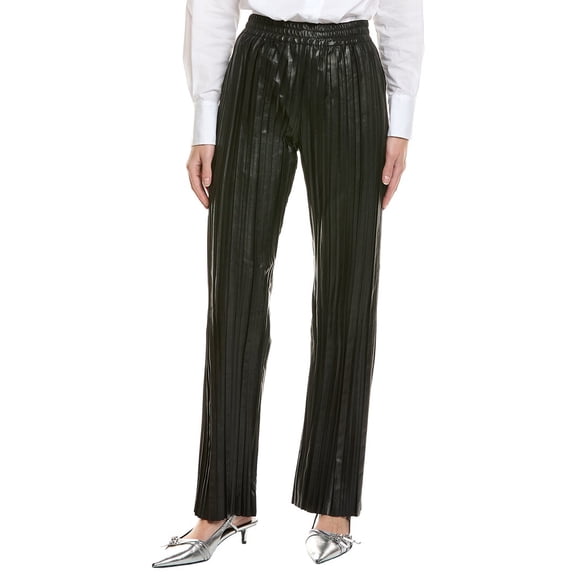Helmut Lang womens  Pleat Leather Car Trouser, XXS, Black
