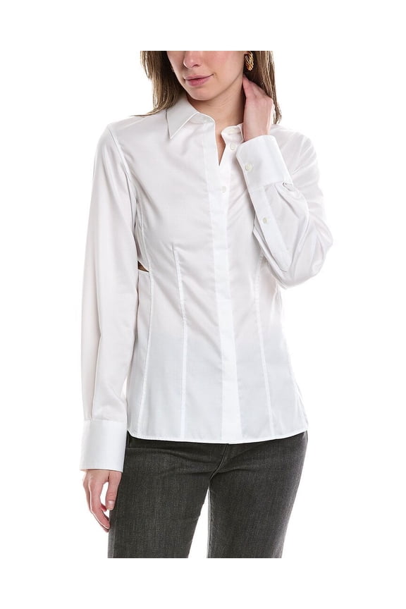 womens Seamed Slash Shirt, XXS, White