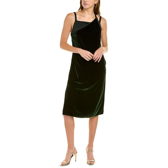 Helmut Lang womens  Velvet Silk-Blend Slip Dress, 0, Green