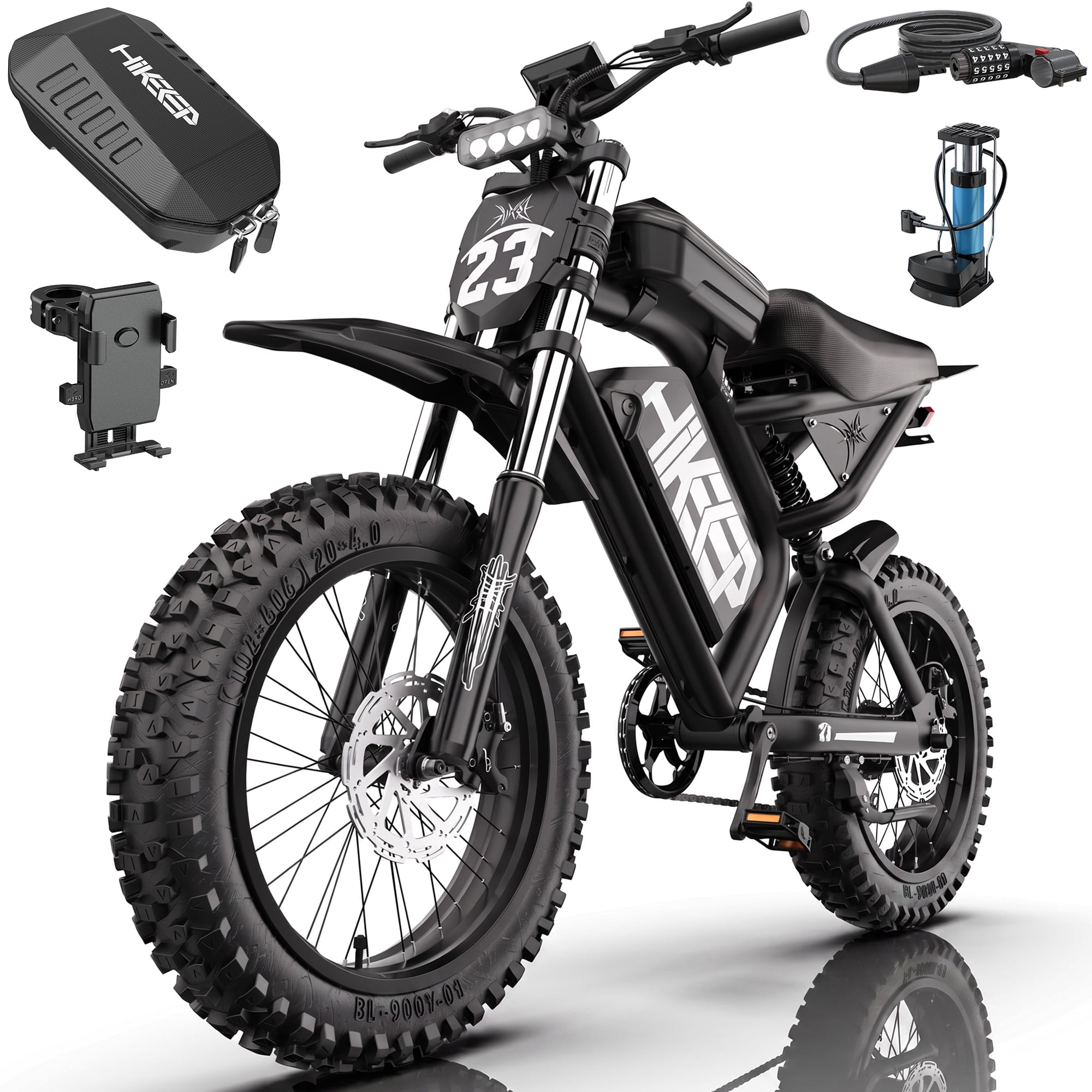 Electric Mountain Bike for Adults, Class 2 20 MPH, 750W Rated 1500W Peak Motor, 48V 17.5Ah 840Wh Battery, 20 x 4 Fat Tire Ebike, UL2849, Black