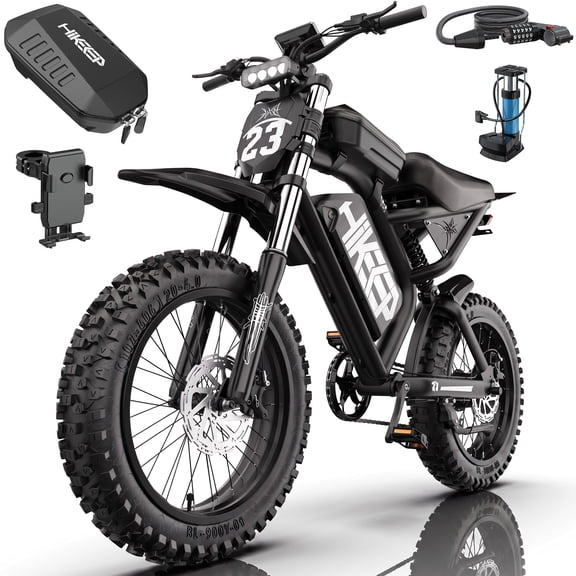 HiKeep 20 Inch Fat Tire Dirt Bike for Adults 18+, 1500W Motor 3000W Peak, 40 MPH, LCD Speedometer, 52V 40Ah Removable Battery, Full Suspension, Hydraulic Brakes, Shimano 7-Speed, UL2849