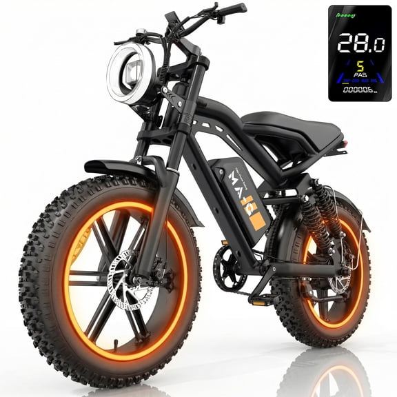 HeloKeep Electric Bike for Adults, 1500W Peak, 20"x4" Fat Tire Off-Road Electric Mountain Bike, 48V 20Ah Removable Battery UL 2849 Certified, Full Suspension, 7-Speed, 32 MPH