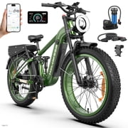 Helokeep 26" Fat Tire Bike for Adults, Class 3, 28 MPH Pedal Assist, 750W Motor, 48V 25Ah Removable Battery, UL2849, Full Suspension, Green