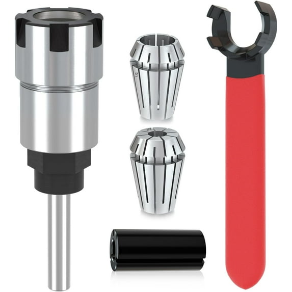 Helovmine 1/4 inch Shank Router Bit Collet Extension Collet Extender with ER20 Spring Collet and ER20 M Type Wrench Spanner