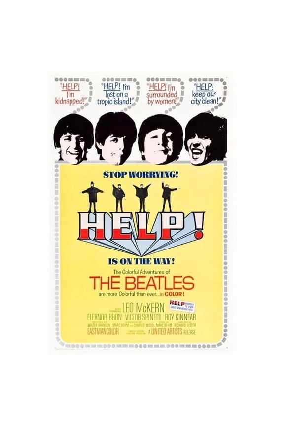 Help! British Poster The Beatles: Ringo Starr Paul Mccartney John Lennon George Harrison 1965 Poster Art Movie Poster Masterprint (11 x 17)