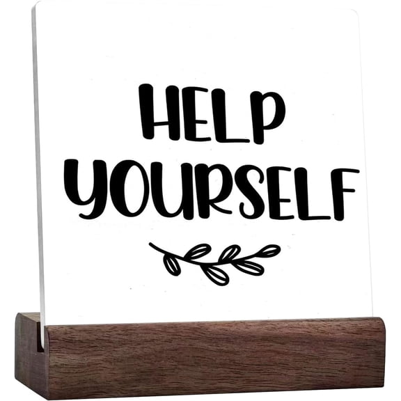 Help Yourself Ceramic Table Sign Desk Decor,Rustic Wedding Party Baby Shower Ceramic Plaque Sign Desk Decor For Home Bar Cafe Party Reception Dessert Table Shelf Table Decor Decorations