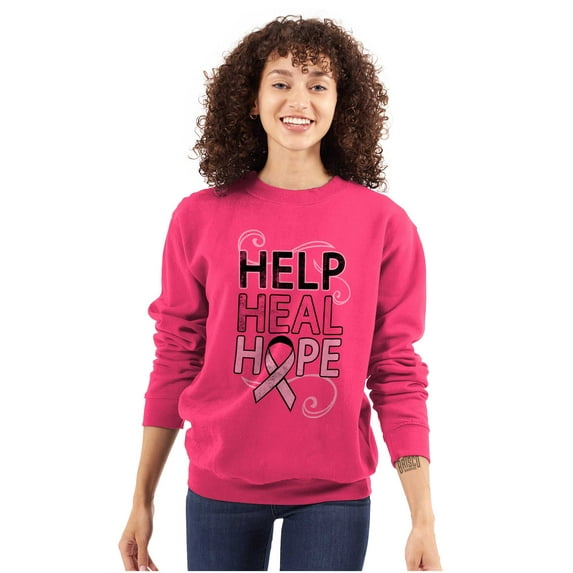 Help Heal Hope Breast Cancer Aware Women Crewneck Sweatshirt Brisco Brands L