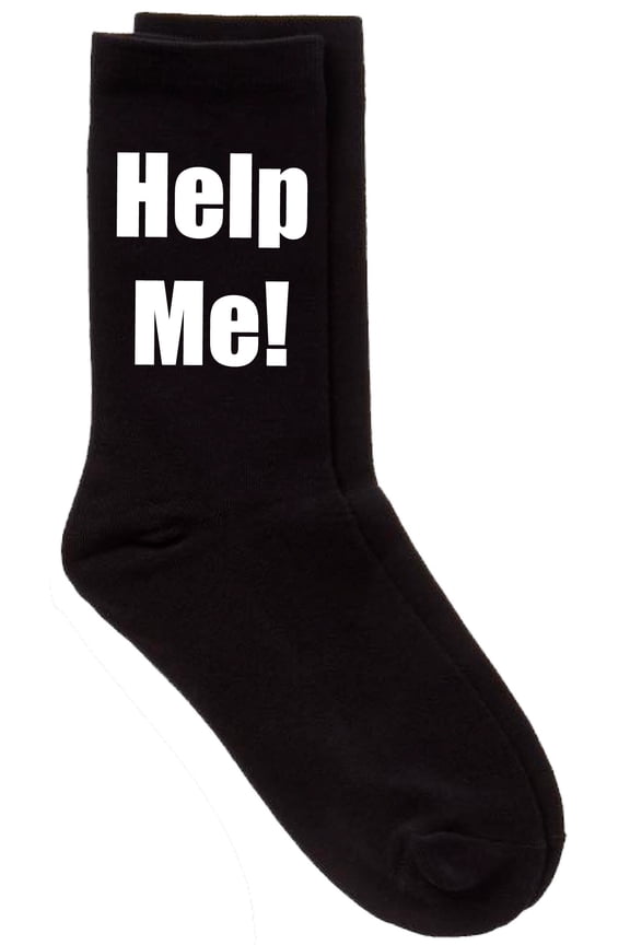 Help Me Black Calf Socks Wedding Day Groom Marriage Engagement Novelty Socks