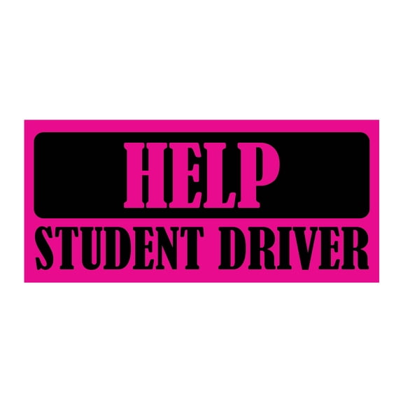 Help Student Driver Bumper Magnet by DCM Solutions (Pink, 9.25" W x 4.25" H)