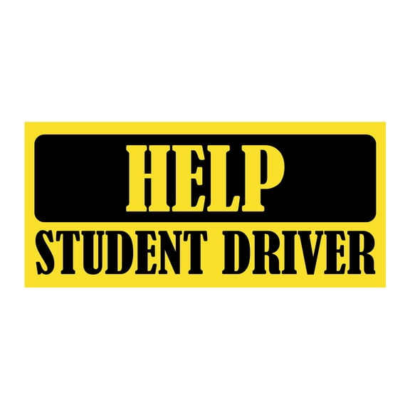 Help Student Driver Bumper Magnet by DCM Solutions (Yellow, 9.25" W x 4.25" H)