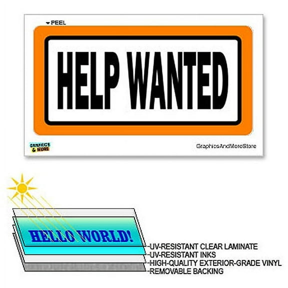 Help Wanted - 12 in x 6 in - Laminated Sign Window Business Sticker