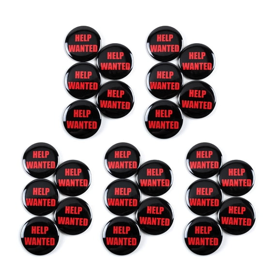 Help Wanted (Black) Personnel Recruitment Business Pinback Buttons - 2.25 Inch Round - 25 Pack