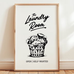 Help Wanted Laundry Room Print Washroom Poster Home Decor Office Wall Art